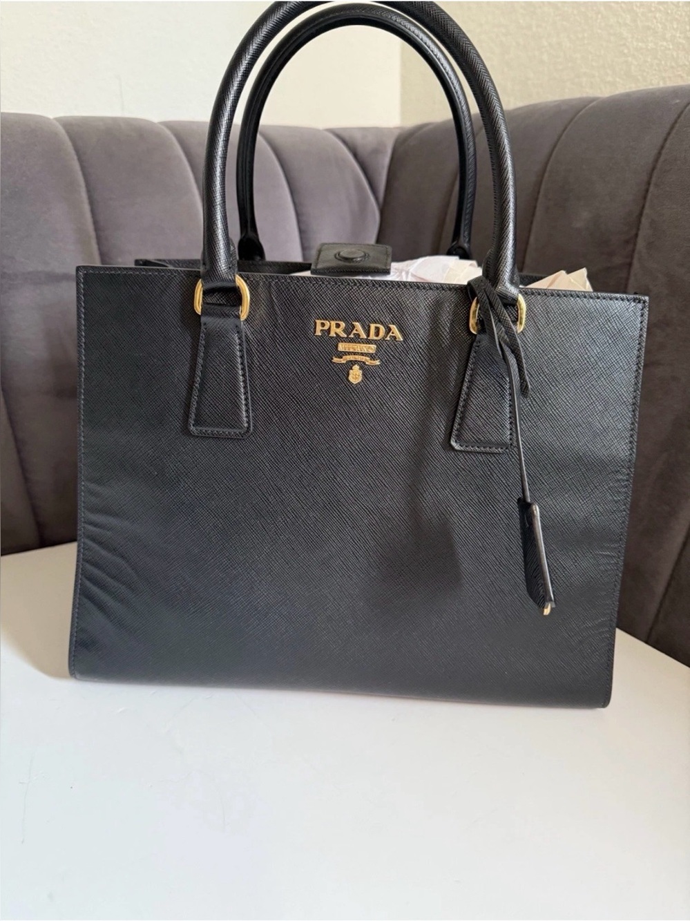 Prada Medium Galleria Saffiano Leather Bag - Black